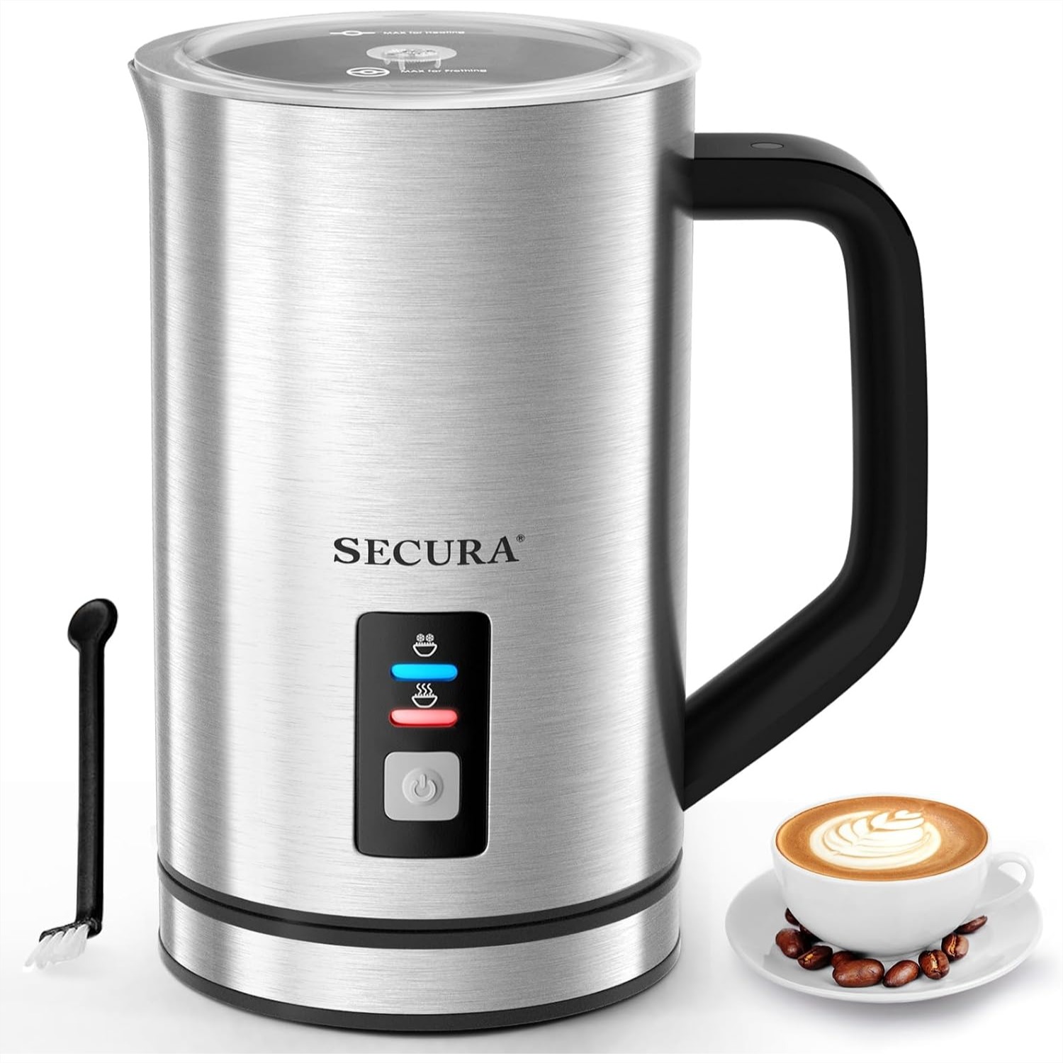 Milk Frother Automatic - 電動ミルク泡立て器 ステンレス製 8.4オンス 自動ホット＆コールドフォームメーカー ラテ カプチーノ