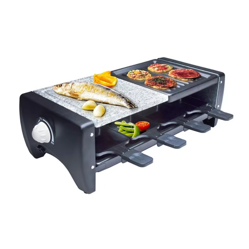 Raclette Grill Table - 1200W電気アイロンミニテーブルラクレットグリル、調節可能なデジタル温度制御、ノンスティック表面、簡単に掃除できるファミリー向け
