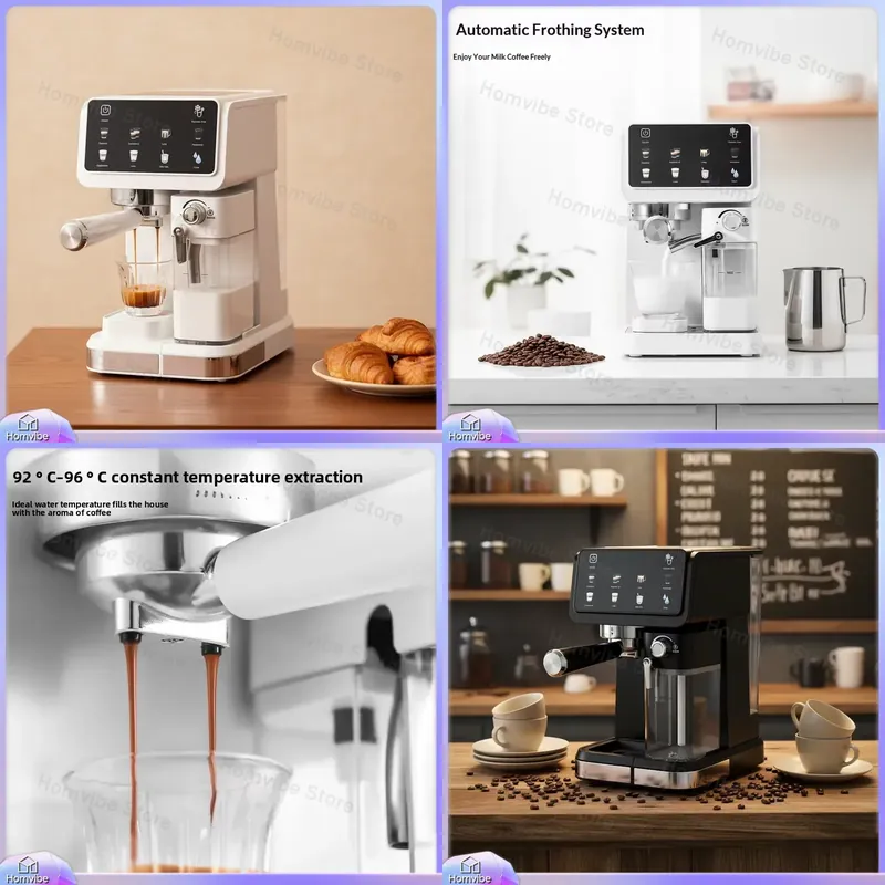 Milk Frother Automatic - エスプレッソ20バール高圧自動ミルクフォーマー、スマートタッチカラースクリーン搭載、家庭用キッチンコーヒーメーカー向け