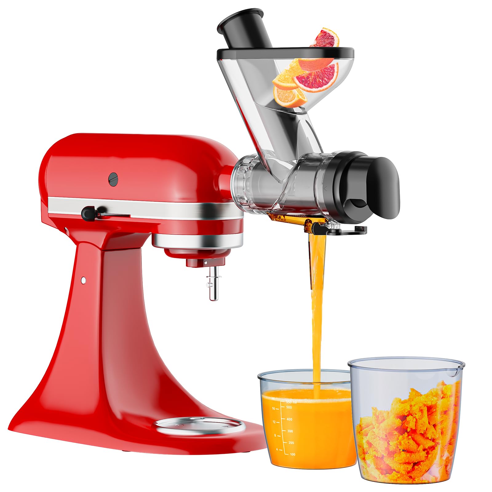 Juicer Cold Press Slow - キッチンエイドスタンドミキサー用咀嚼式ジューサーアタッチメント、デュアルフィードシュート付き低速コールドプレスジューサーマシン
