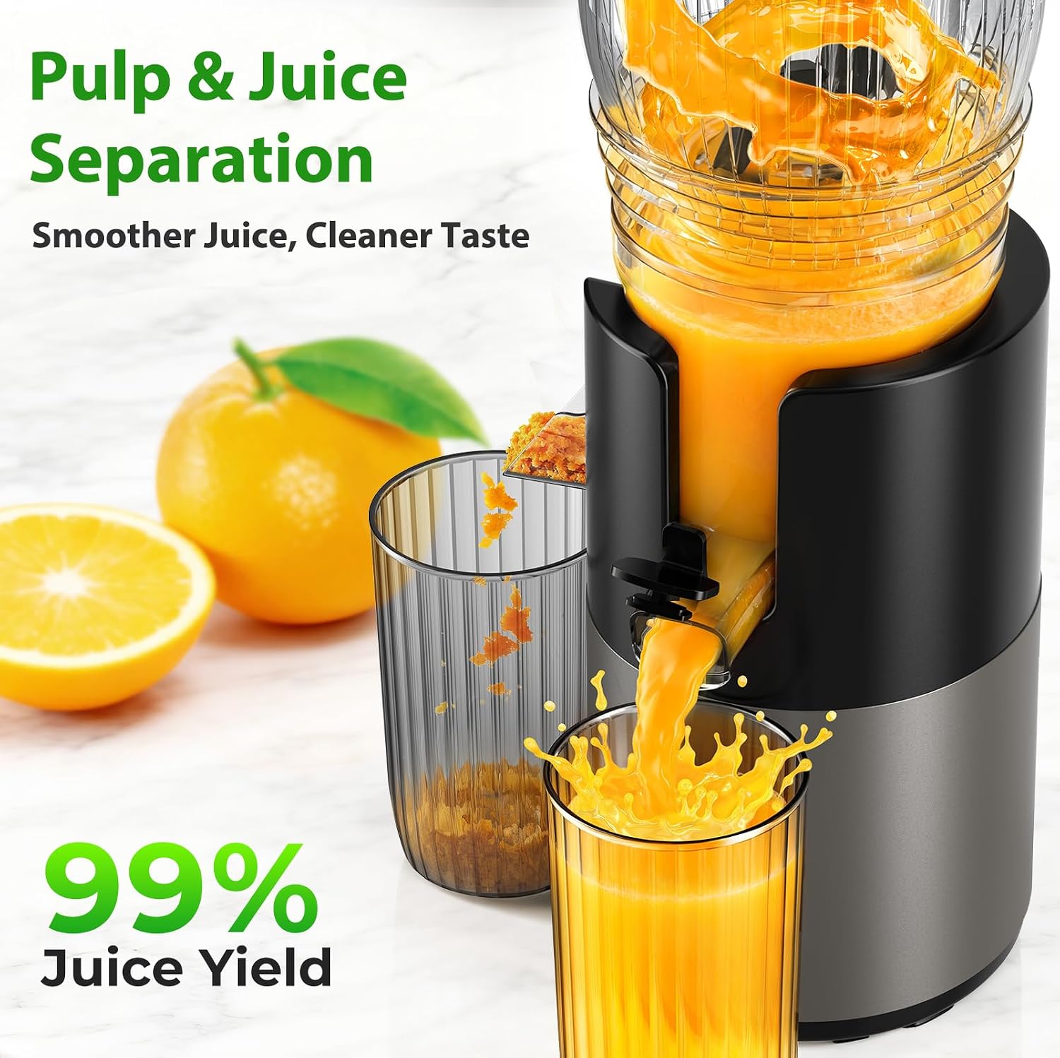 5.8インチの大型投入口を備えた低速咀嚼式コールドプレスジュ - Juicer Cold Press Slow のレビューと価格