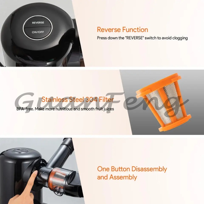 コールドプレススロージューサー電動抽出器、静音で清掃が簡単な - Juicer Cold Press Slow のレビューと価格