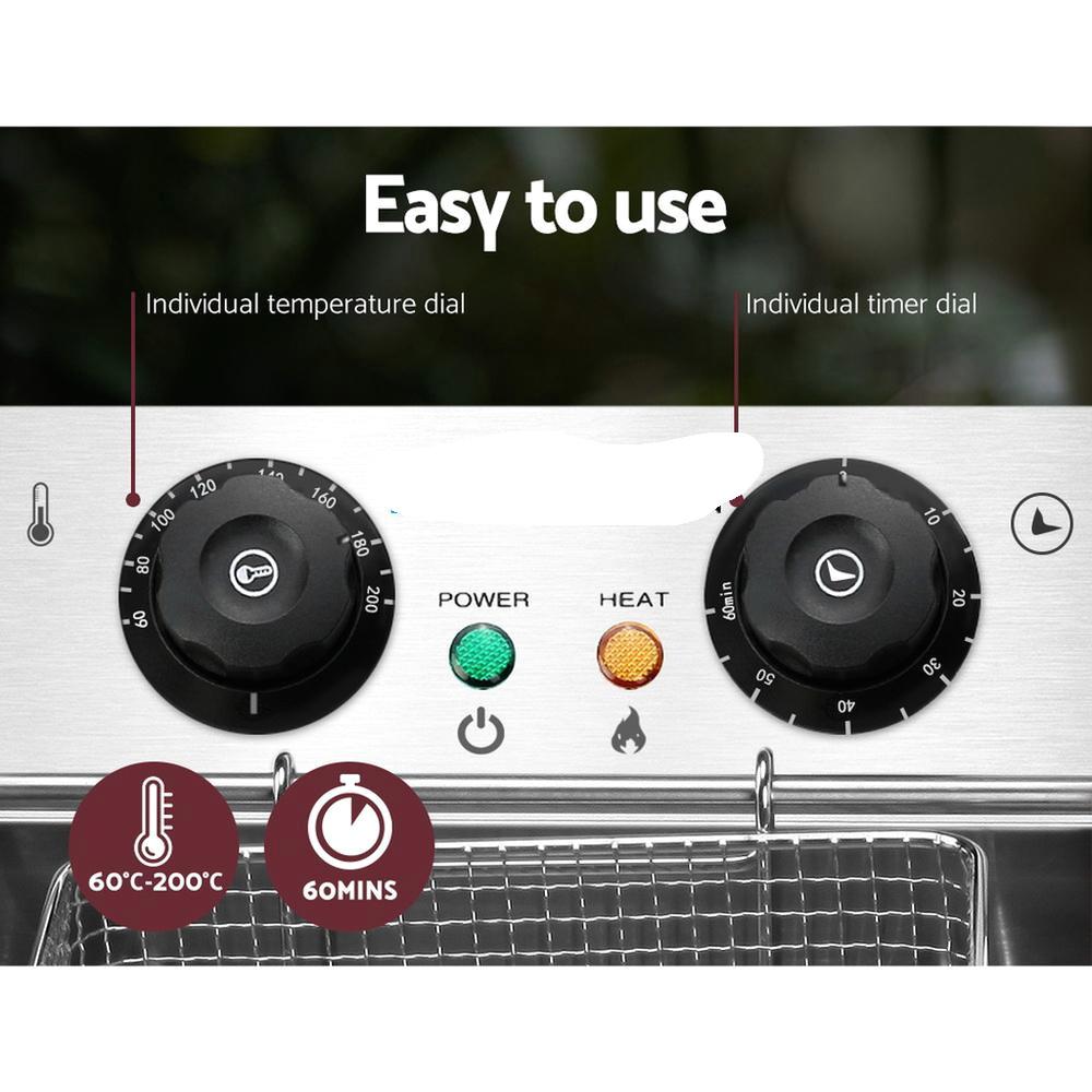 20L電気業務用フライヤー、ダブルバスケット、4400W、ス - Kitchen Appliances Electric のレビューと価格