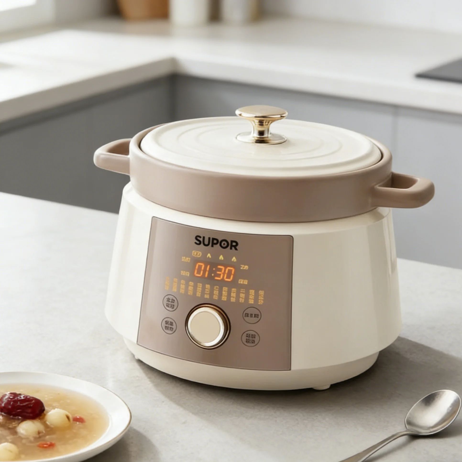 4L セラミック家庭用電気スロークッカー多機能スープポットお - Kitchen Appliances Electric のレビューと価格